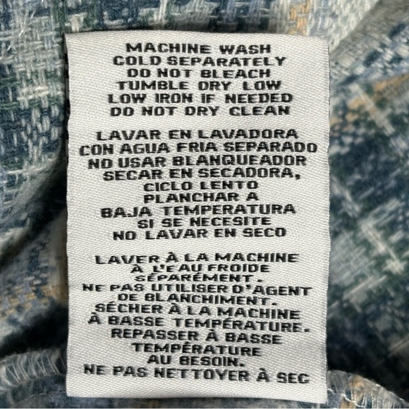 Plaid Shacket Shirt Jacket Size L Button Front Teal Cloud Boston Traders - Picture 12 of 12